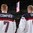 COLOGNE, GERMANY - MAY 13: USA's J.T. Compher #7 and Andrew Copp #9 look on during the national anthem after a 5-3 preliminary round win over Latvia at the 2017 IIHF Ice Hockey World Championship. (Photo by Andre Ringuette/HHOF-IIHF Images)

